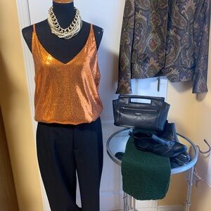 NWOT Shinestar sequins camisole orange